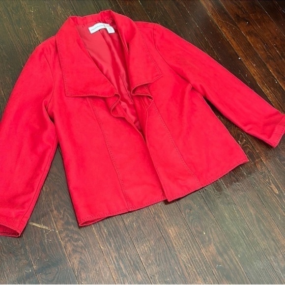 Alfred Dunner Jackets & Blazers - Alfred Dunner Red Boho Western Lightweight Open Front Long Sleeve Coat Jacket